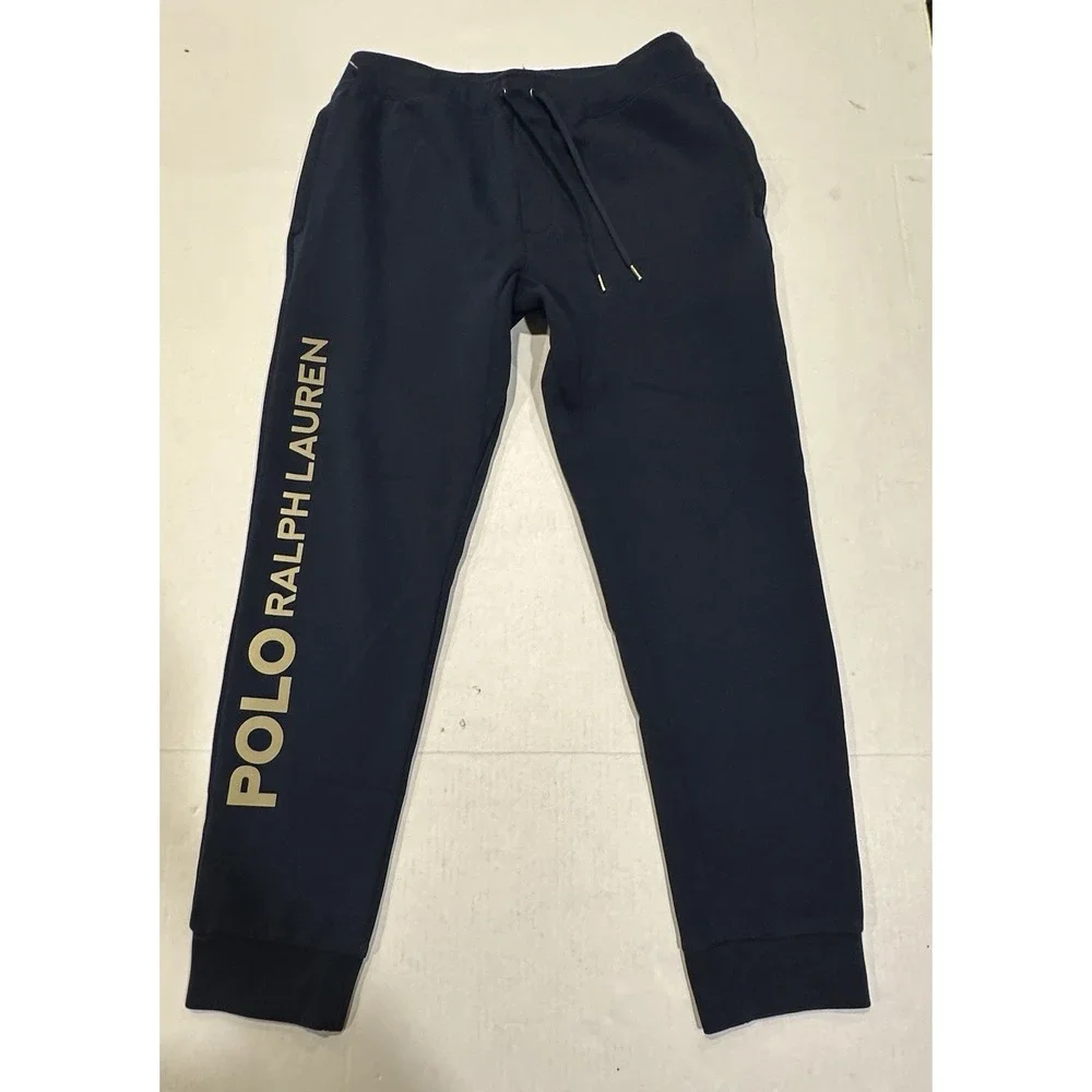 Polo Ralph Lauren Navy Sweatpants Joggers Navy Blue Gold Logo Mens Size Medium